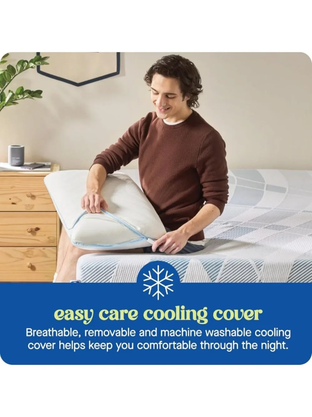 Queen Size Memory Foam Cooling Pillows with Washable Covers - 2 Pack, Soft